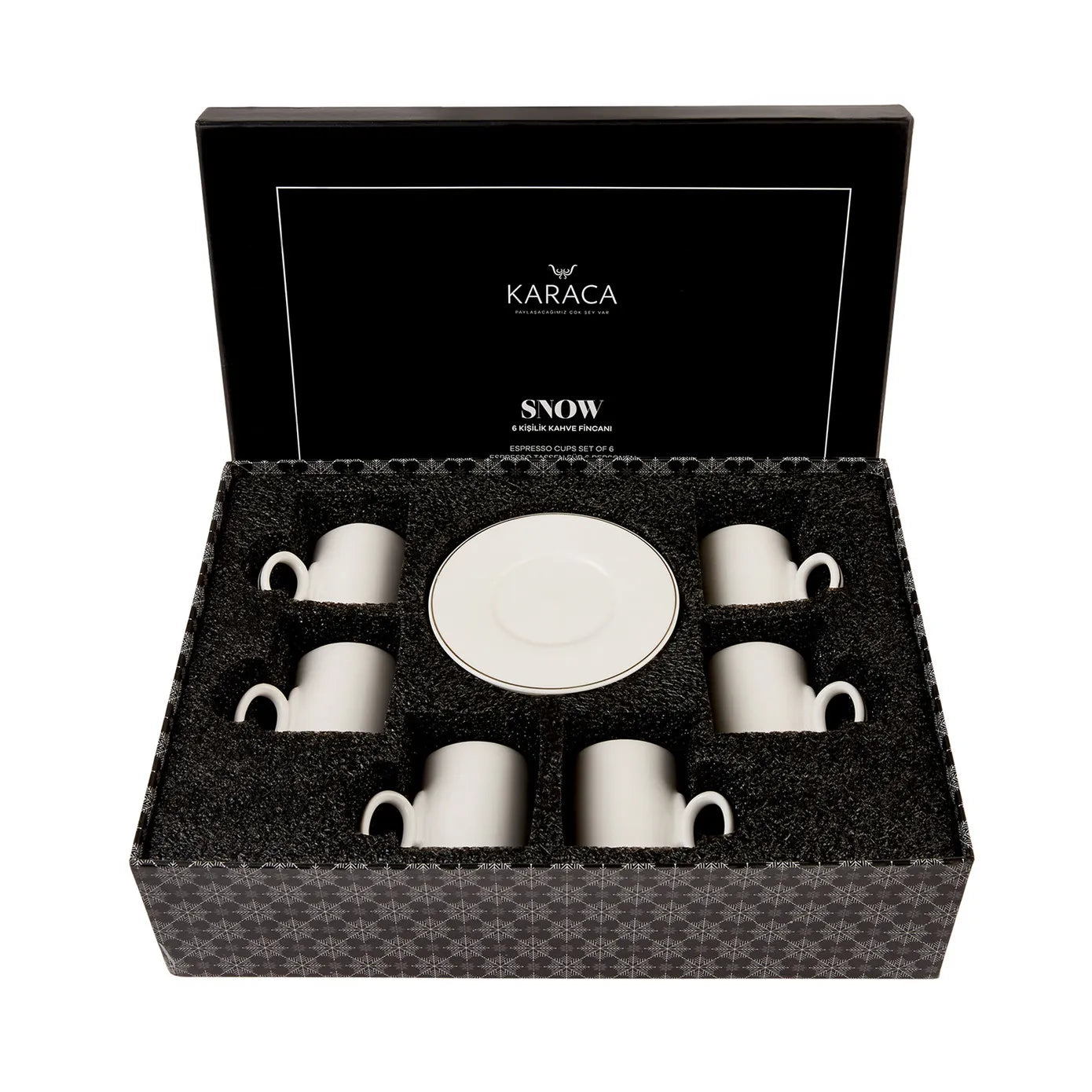 طقم فناجين قهوة كاراجا سنو أبيض لـ 6 أشخاص – أناقة ناعمة