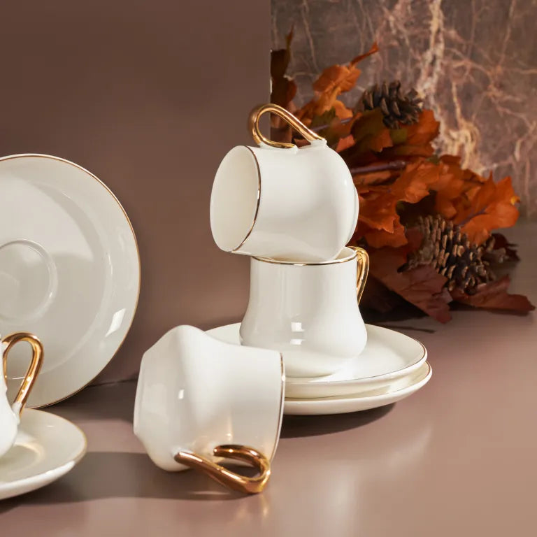Karaca Helios White 6-Person Coffee Cup Set