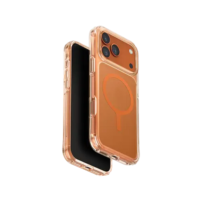 UNIQ Hybrid iPhone 17 Pro Max MagClick Charging LifePro Xtreme (AF) - Frost Clear/Volt Orange