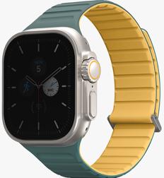 UNIQ Revix Evo Reversible Magnetic Apple Watch Strap 49/45/44/42mm - Viridian (Viridian Green/Burnt Yellow)