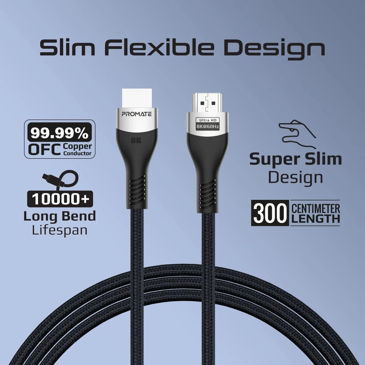 Promate PrimeLink8K-300 Certified Ultra-High-Speed 8K@60Hz HDMI® Cable - 3m