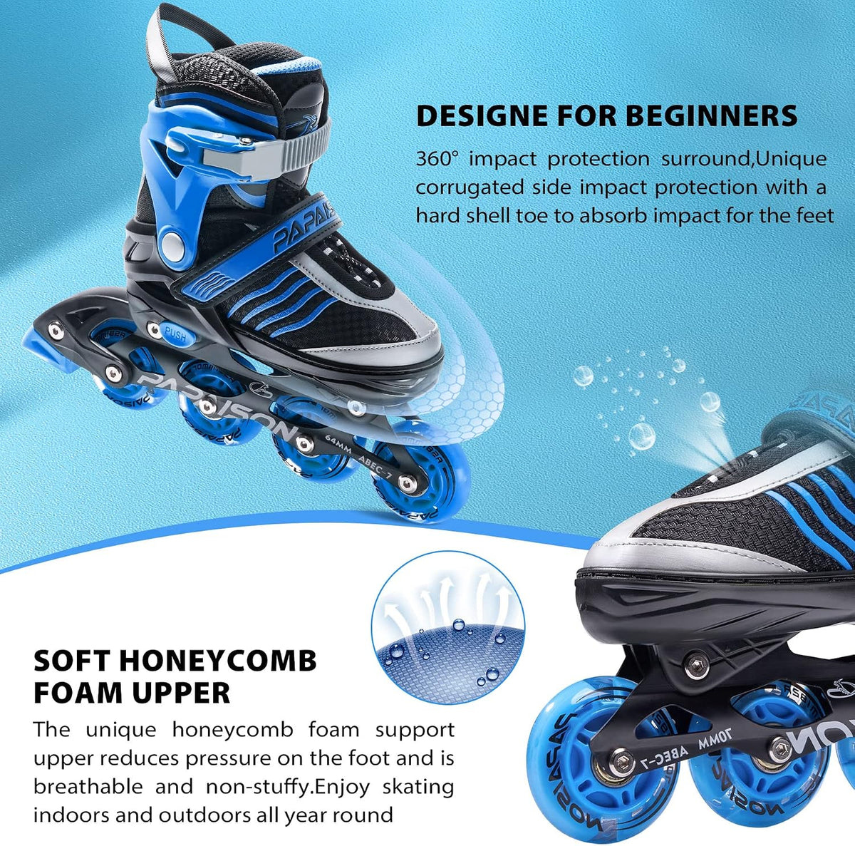 Papaison Light-Up Roller Skates – Model 308