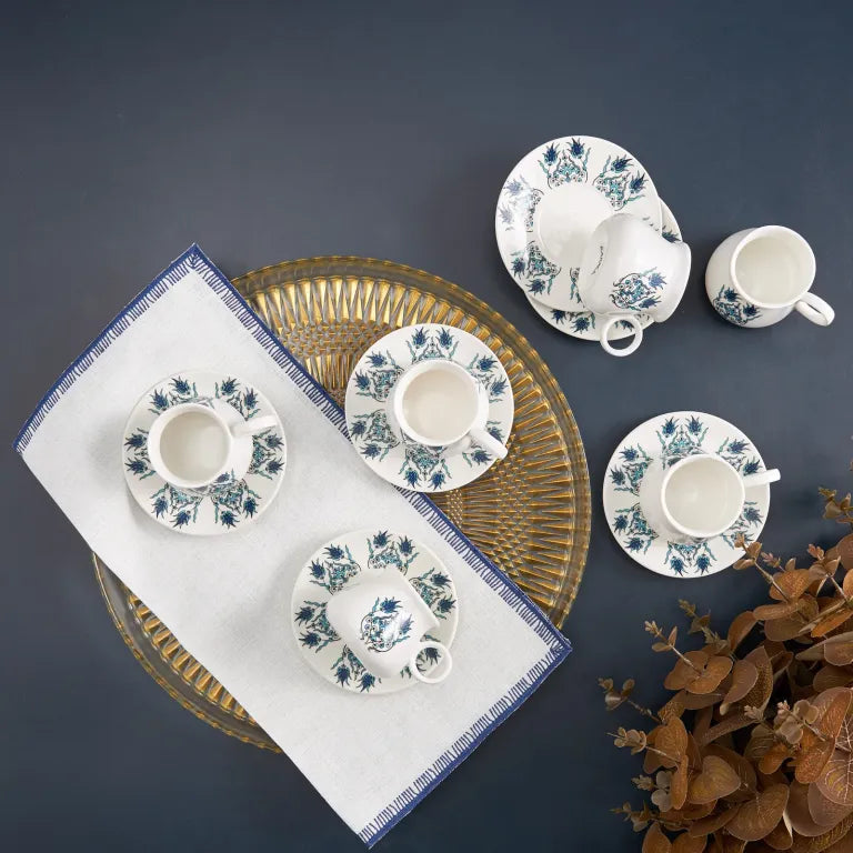 Karaca Bursa Coffee Set 6-Person, 90ml – Elegant Blue