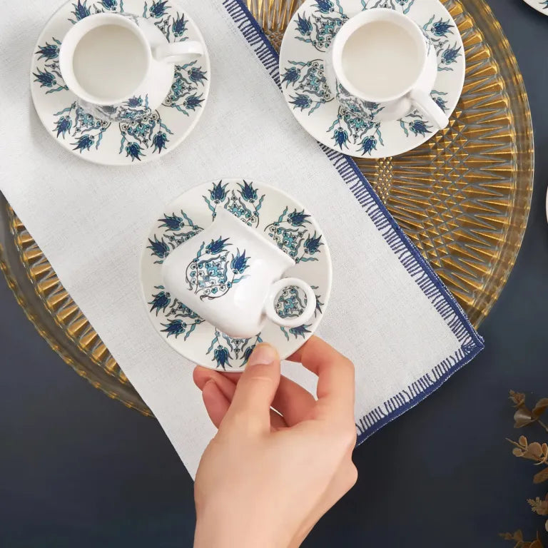 Karaca Bursa Coffee Set 6-Person, 90ml – Elegant Blue