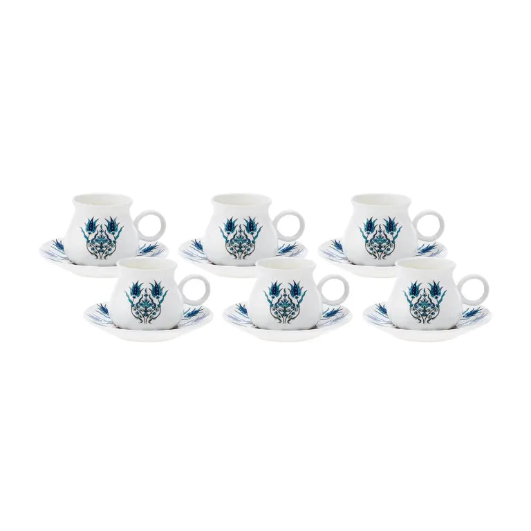 Karaca Bursa Coffee Set 6-Person, 90ml – Elegant Blue
