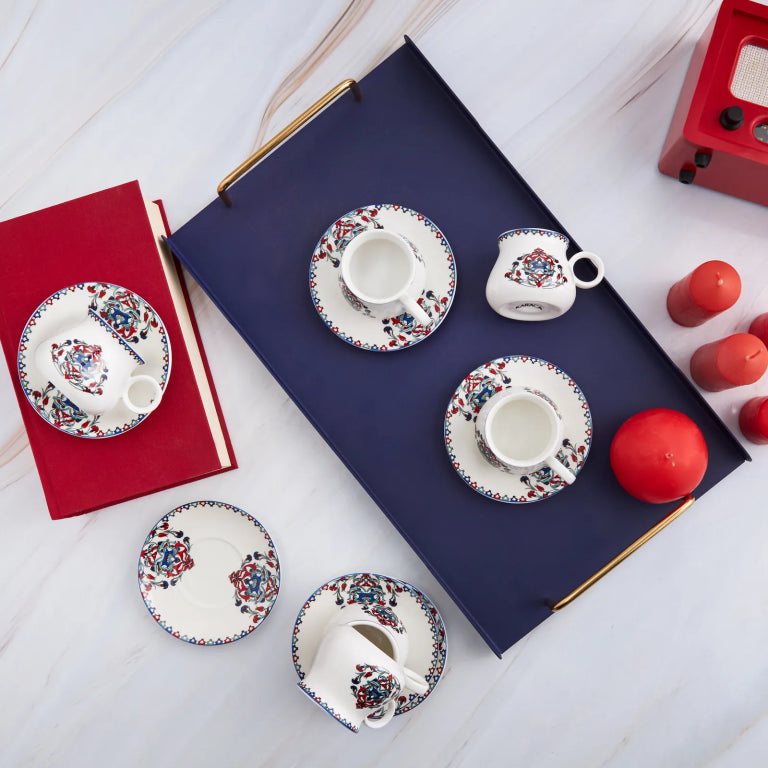 Karaca Hattat Coffee Set 6-Person, 90ml – Red Luxury