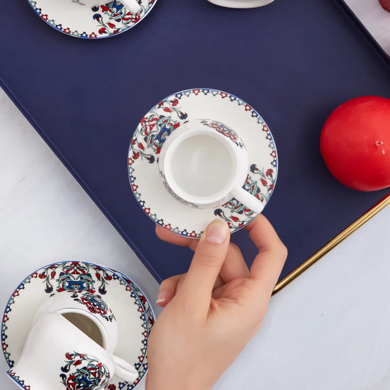 Karaca Hattat Coffee Set 6-Person, 90ml – Red Luxury