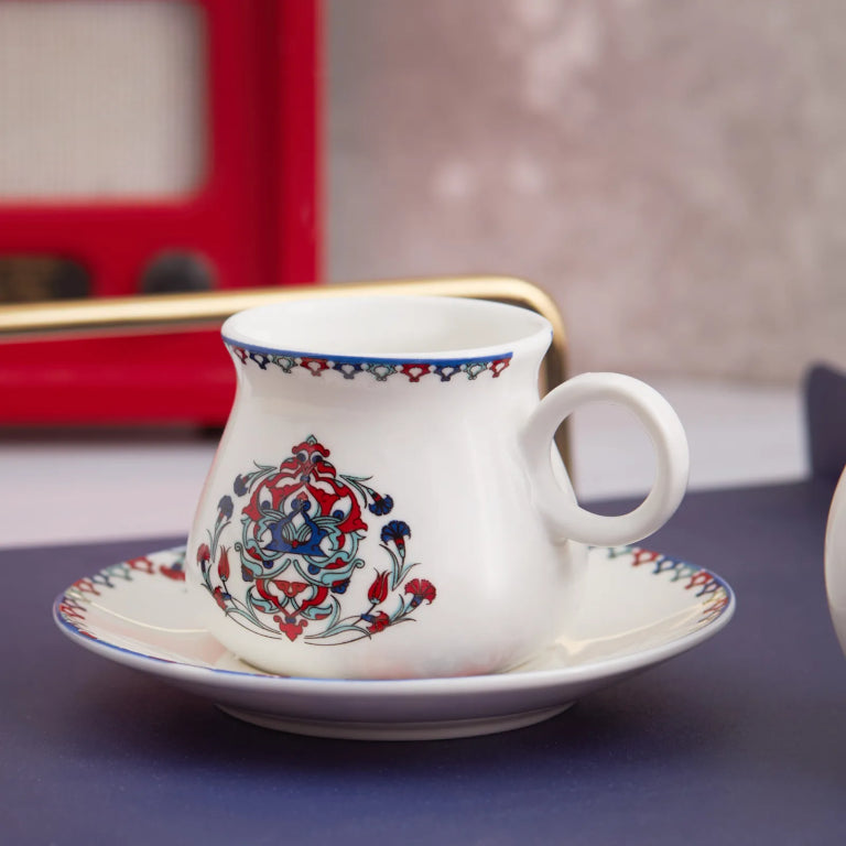 Karaca Hattat Coffee Set 6-Person, 90ml – Red Luxury