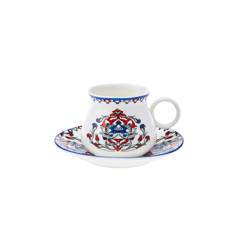 Karaca Hattat Coffee Set 6-Person, 90ml – Red Luxury