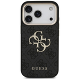 جراب GUESS MagSafe 4G من الجلد الصناعي لهاتف لايفون 17 برو - أسود