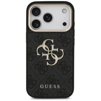 GUESS MagSafe 4G PU Leather Case for iPhone 17 Pro- Black