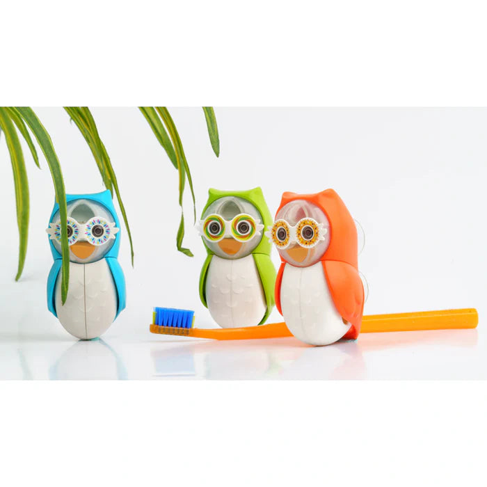 Flipper Fun Animal Toothbrush Cover with Suction Cup Holder - Owl