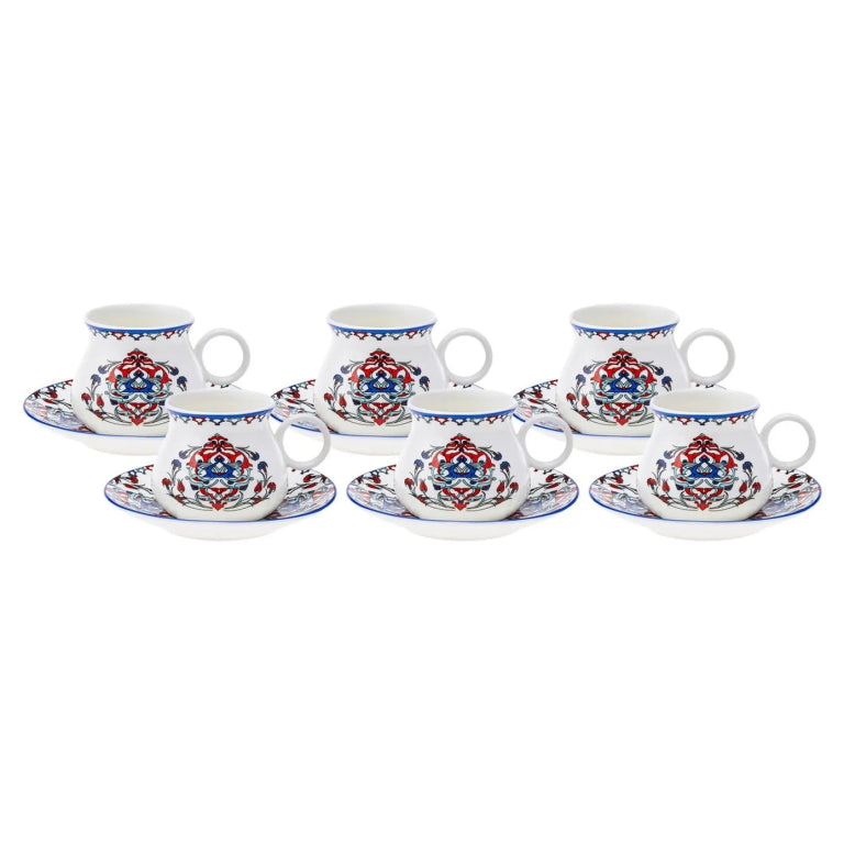 Karaca Hattat Coffee Set 6-Person, 90ml – Red Luxury