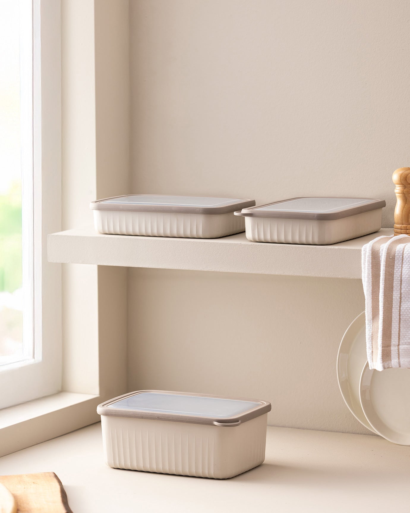 Lucca 3-piece Rectangular Storage Box Set 4200ml+2100ml+2100ml - Madame Coco JO