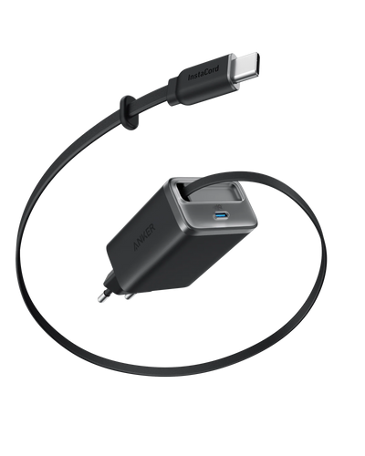 شاحن Anker Nano بقوة 35 واط مع كابل USB-C مدمج قابل للسحب - شاحن سريع بمنفذين