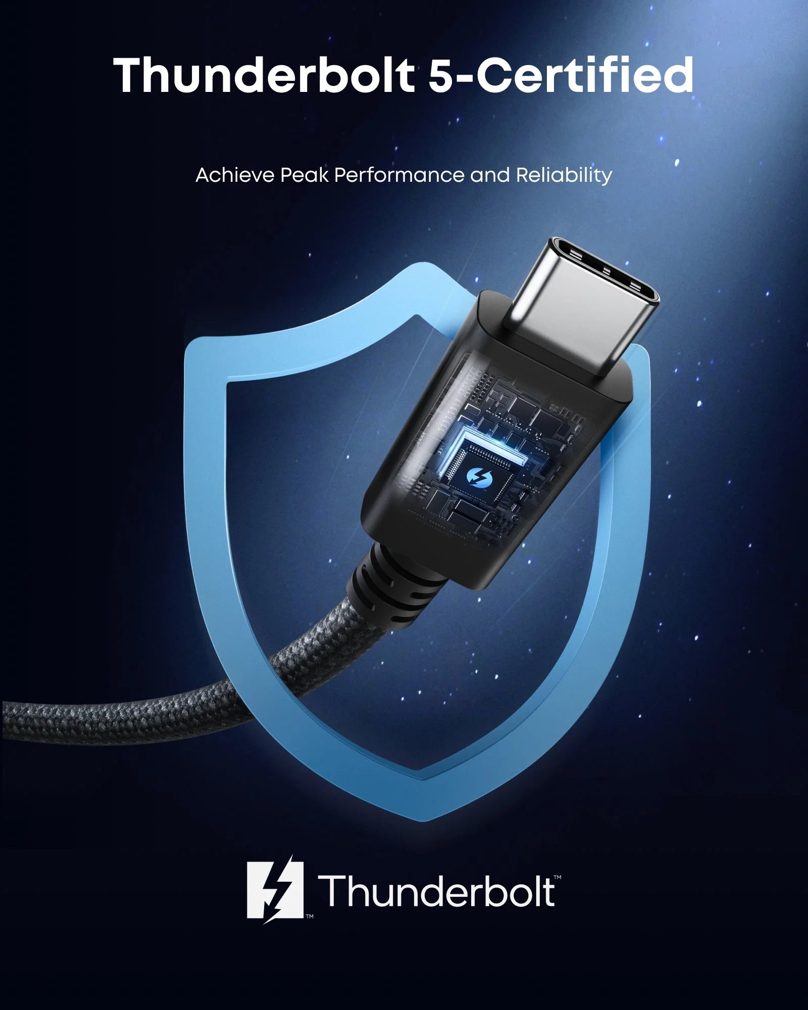 Anker Prime Thunderbolt 5 Cable 1.7ft 80Gbps 240W – Black