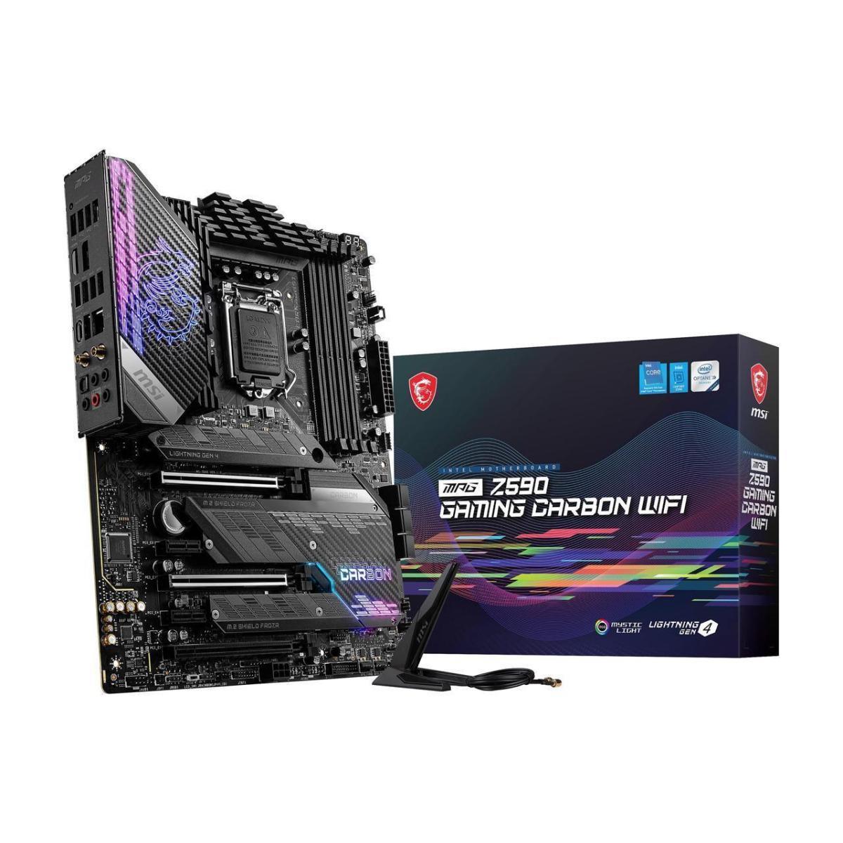 MSI MPG Z590 GAMING CARBON WIFI LGA 1200 Intel Z590 PCIE 4.0, M.2, SATA 6Gb/s ATX Gaming Motherboard