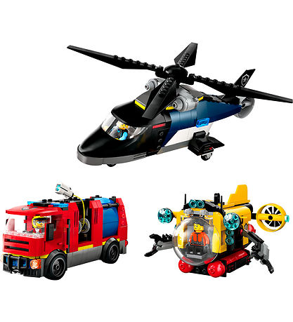 LEGO سيتي ريمكس – هليكوبتر، شاحنة إطفاء وغواصة 60 قطعة