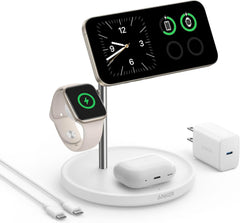 Anker MagGo 3 in 1 MagSafe Wireless Charging Station Qi2 15W - White