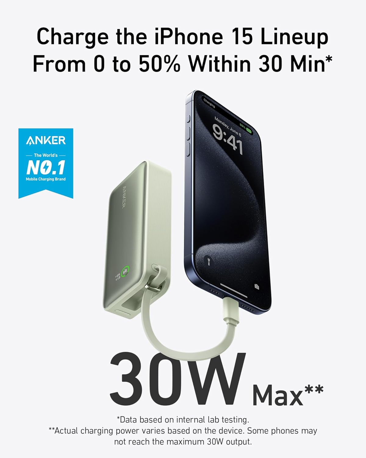 Anker Nano Power Bank 10,000mAh Fast & Compact Portable Charger - White