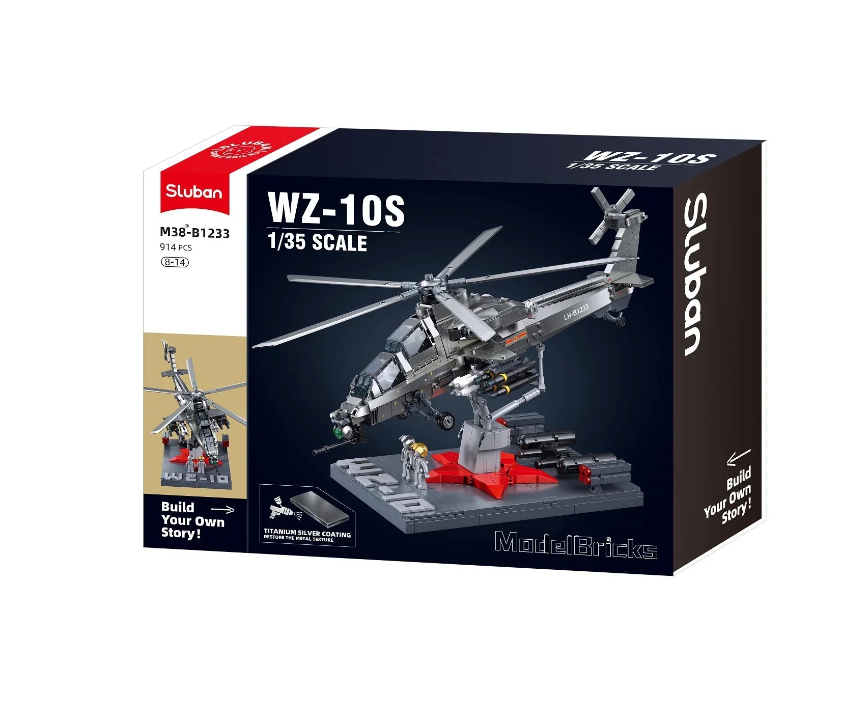 Sluban W10-S Helicopter Building Set 914 Pieces | M38-B1233