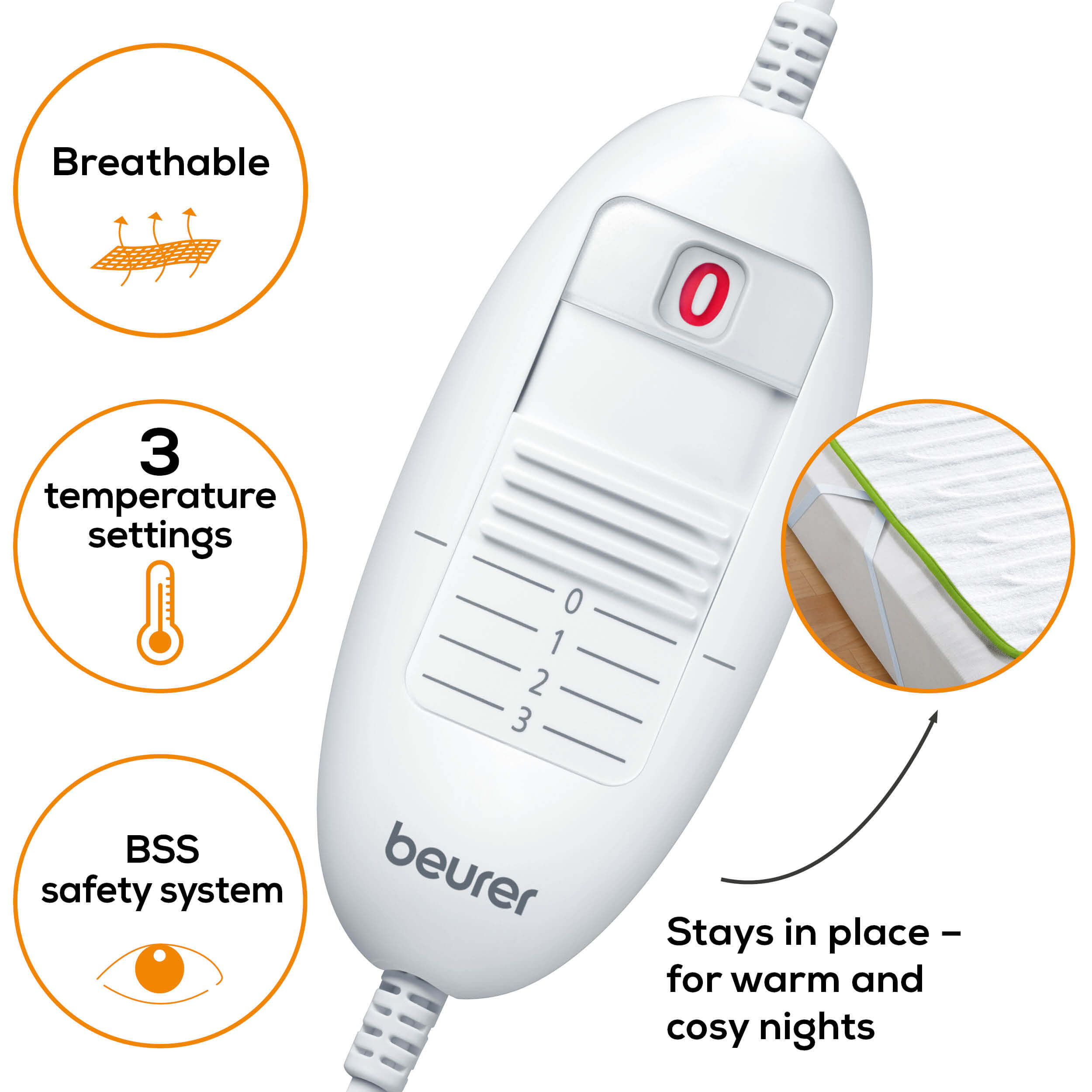 Beurer TS 15 Electric Heating Blanket with 3 Heat