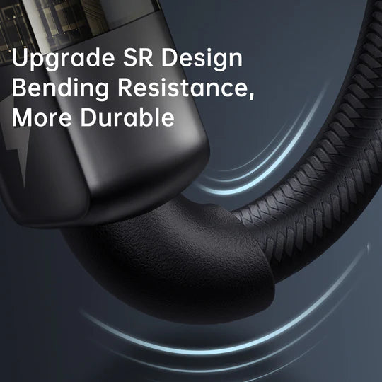 كابل مكدودو لايتينج 1.2 متر مع إيقاف التشغيل التلقائي وتصميم شفاف - أسود