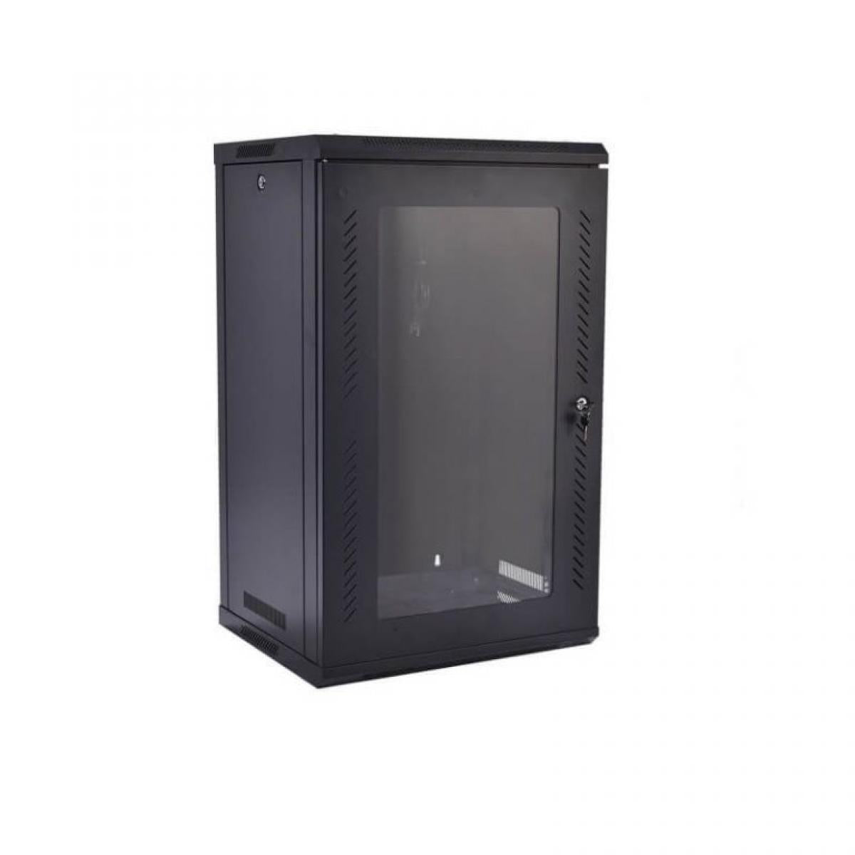 HAING 15U Wall-Mount Network Cabinet, 600 x 600 x 750mm, Glass Door, Cooling Fan, 4-Port PDU and Shelf