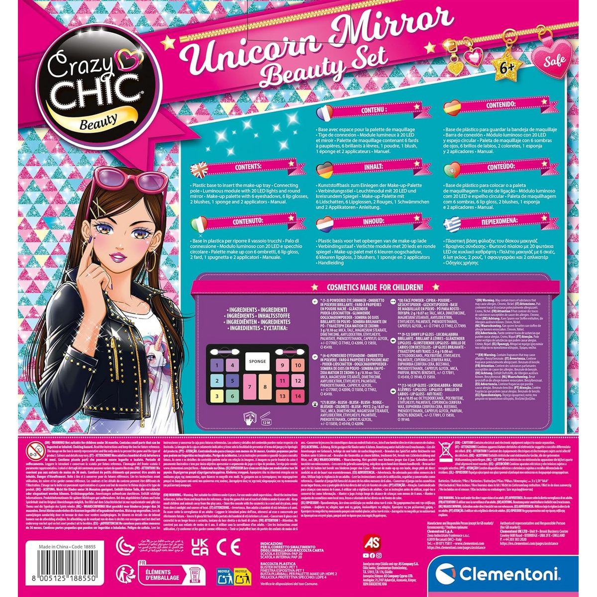 Clementoni Crazy Chic Unicorn Mirror Beauty Set