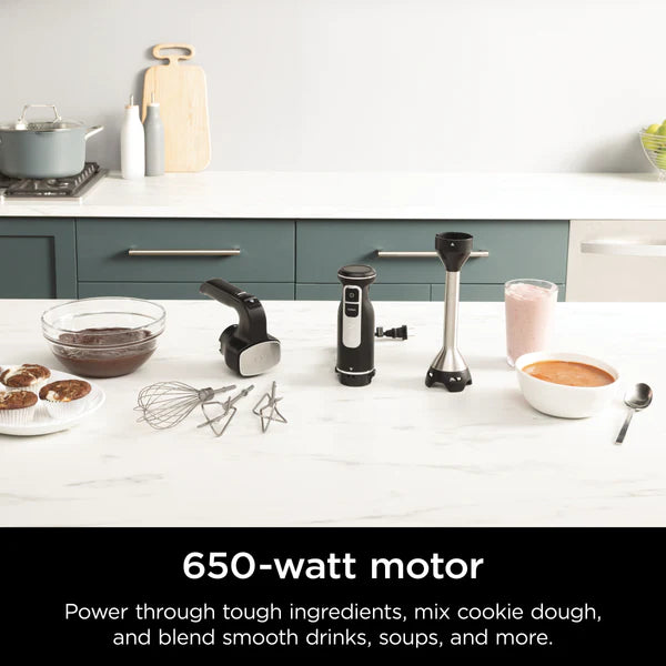 خلاط يدوي نينجا فودي 3 في 1 - 850 واط، 3 ملحقات - أسود