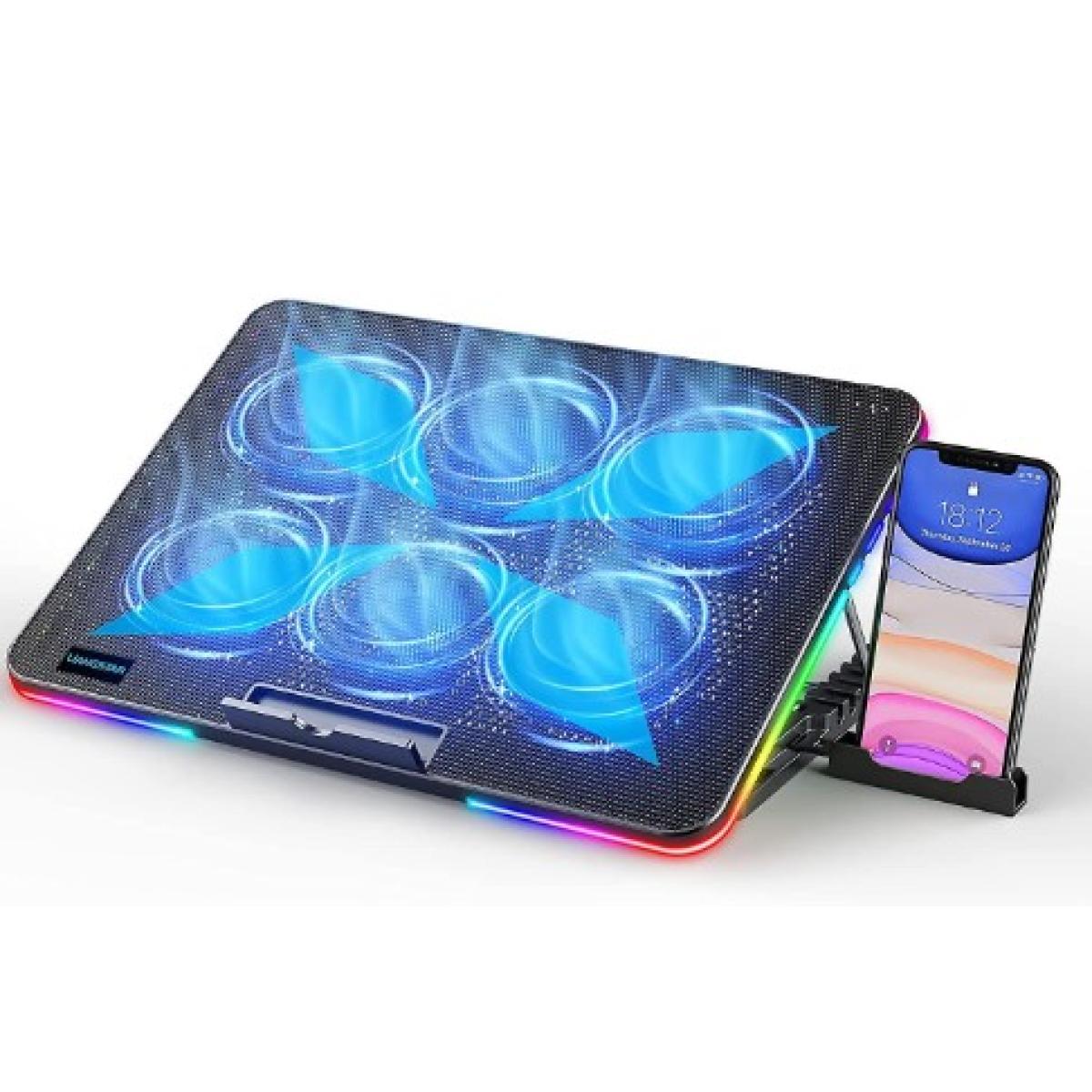 X8 12" to 17" RGB 6 Fan Gaming Cooling Pad