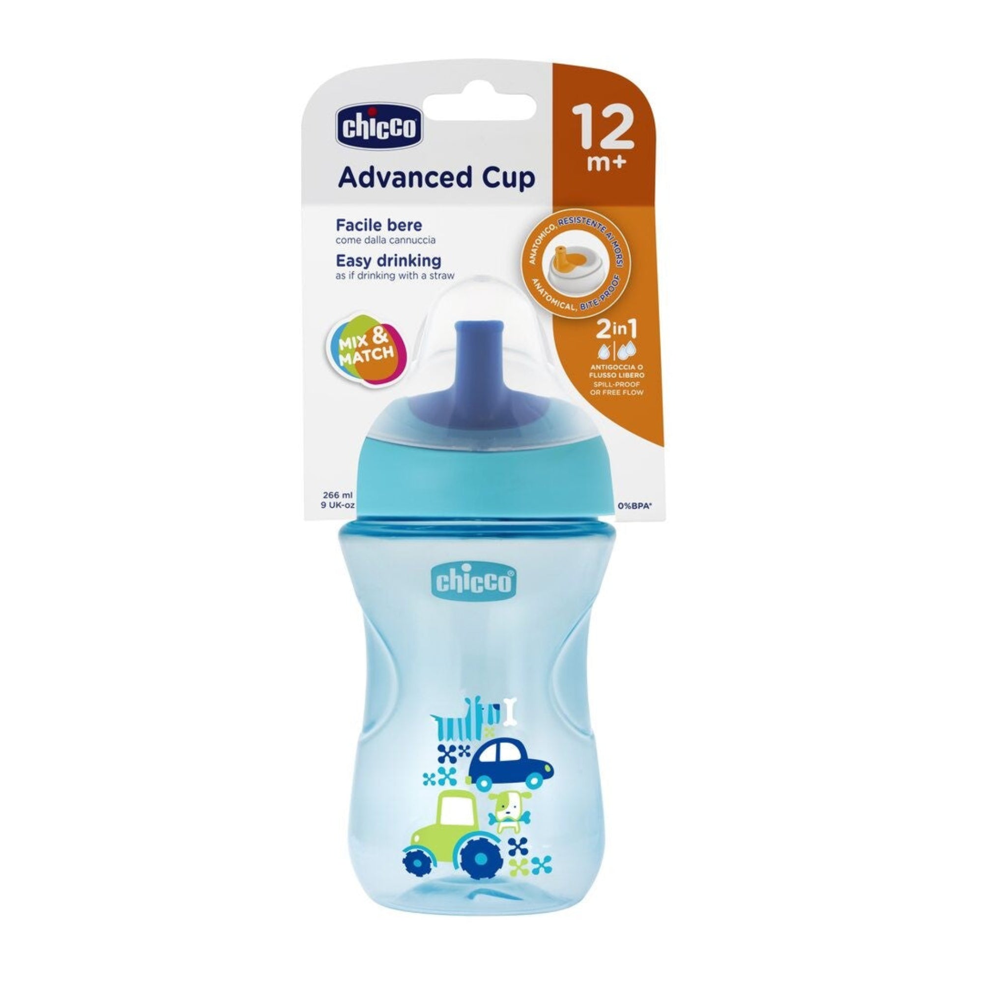 Chicco Advanced Cup 12M+ BOY Spill-Proof & Bite-Resistant - Blue