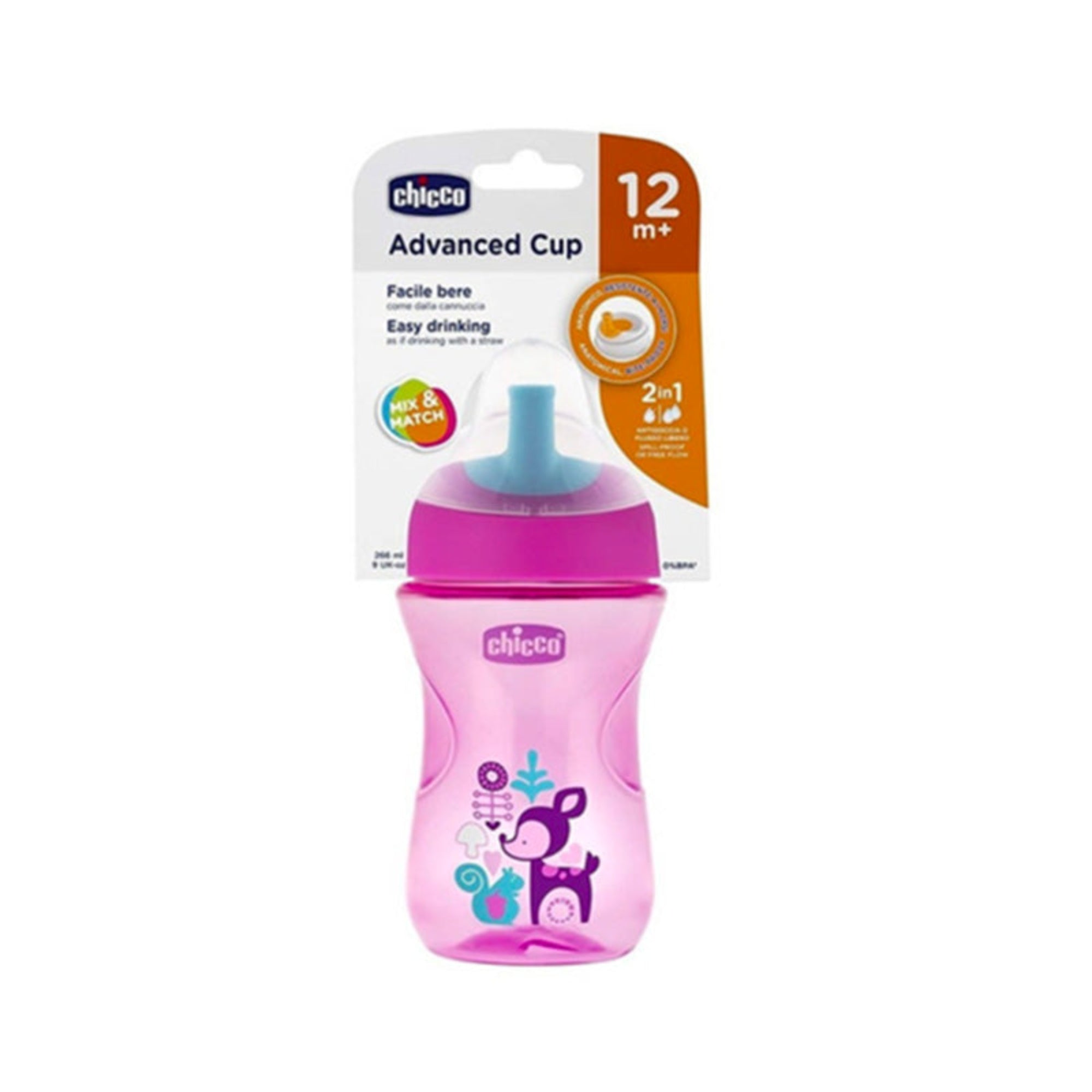 Chicco Advanced Cup 12M+ Girl Spill-Proof & Bite-Resistant - Pink