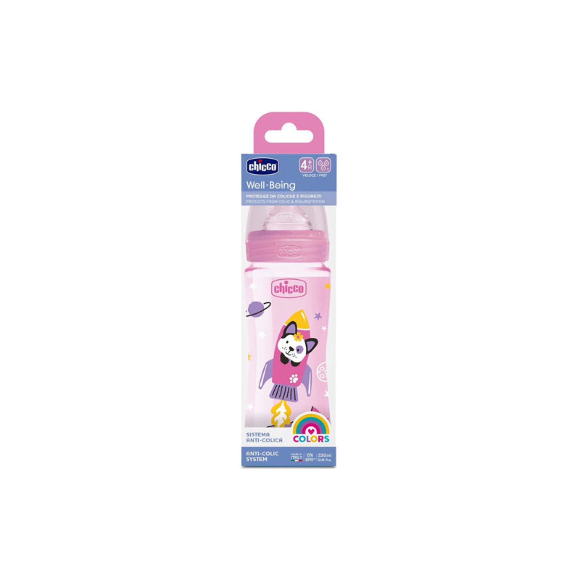 Chicco Anti-Colic BOTTLE WB COL GIRL 330ml FAST SIL