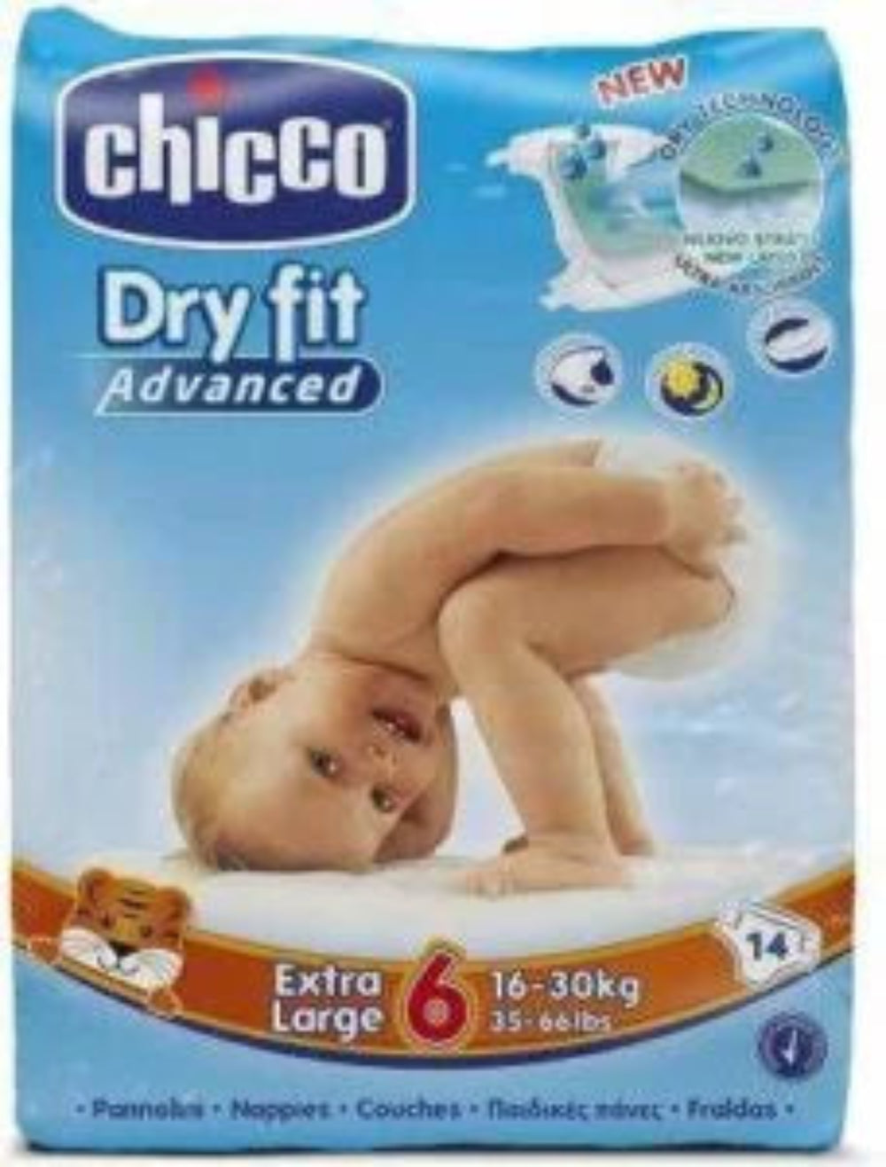 Chicco Dry Fit Plus XL 14x10 Diapers Ultra-Absorbent & Comfy Fit