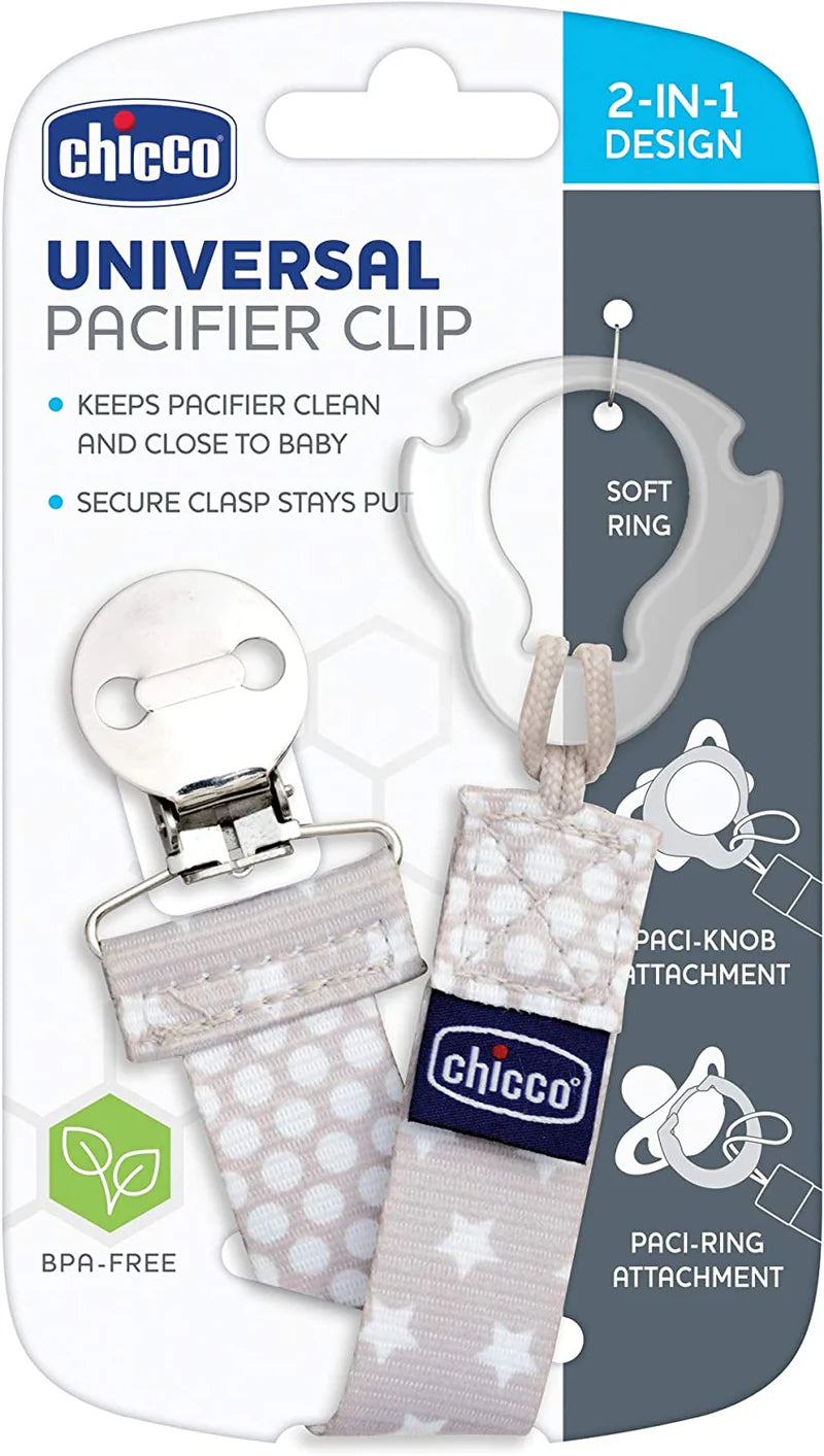 Chicco Fashion Clip Neutral Stylish & Safe Pacifier Holder