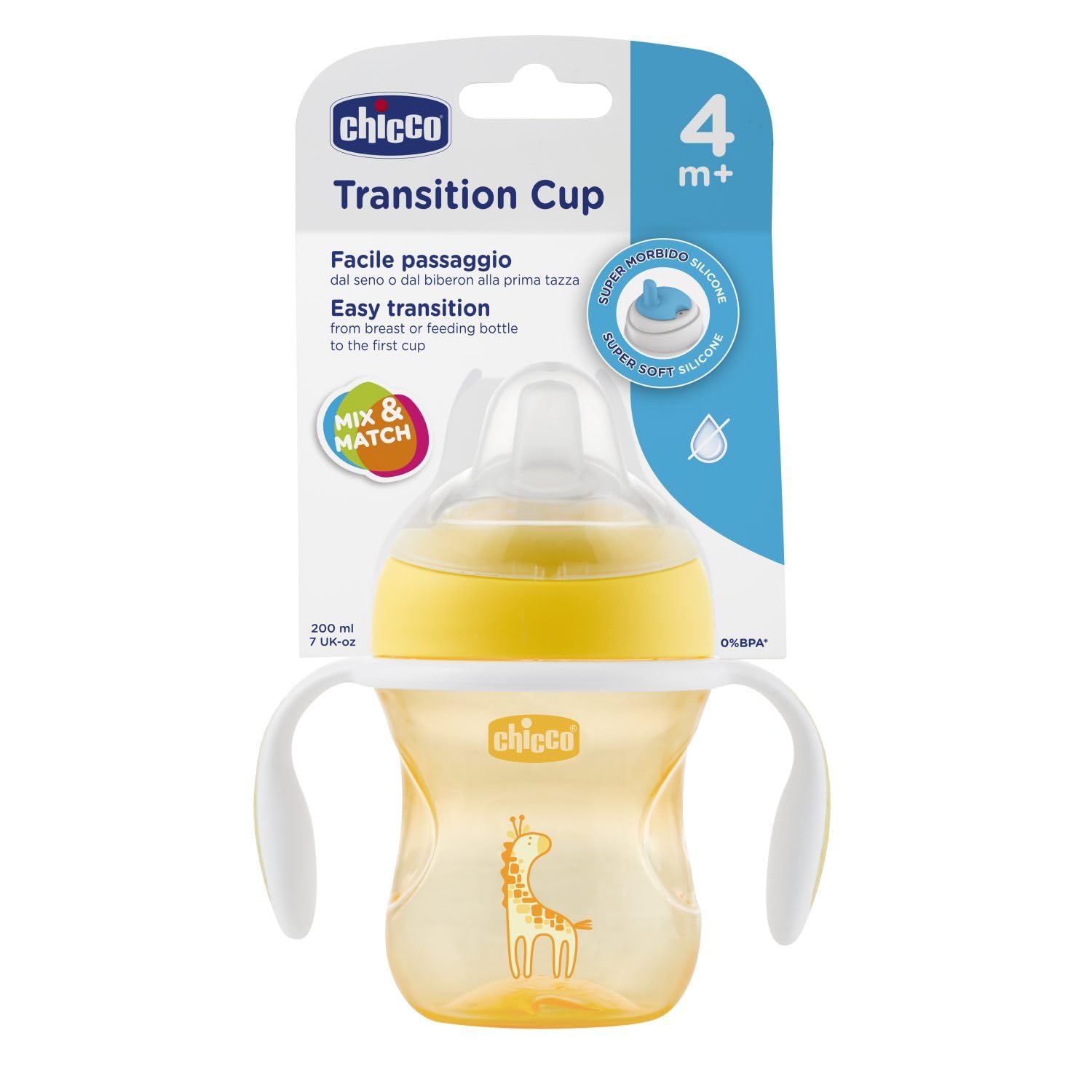 Chicco Transition Cup 4M+NEUTRAL PACK1 Spill-Proof Design - Yellow