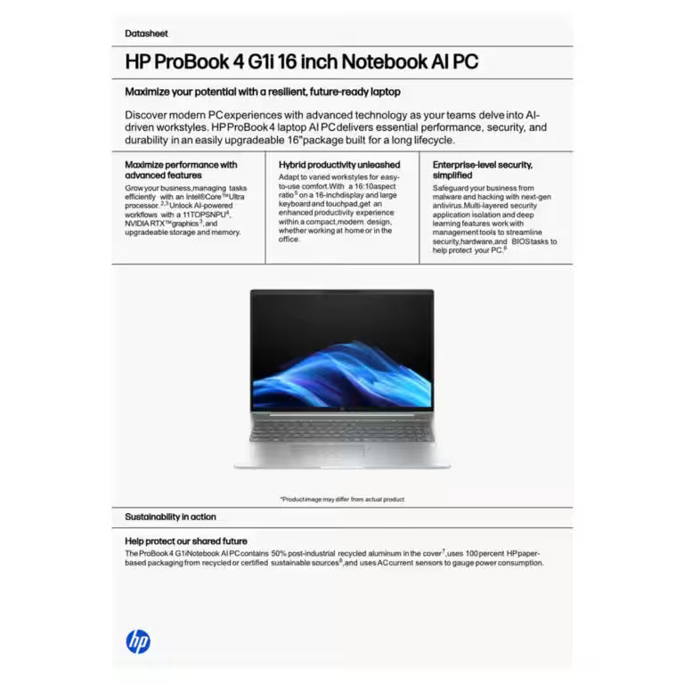 HP ProBook 4 G1i 16″ Laptop – Intel Ultra 7 255H, 24GB DDR5, 1TB SSD, NVIDIA RTX 3050