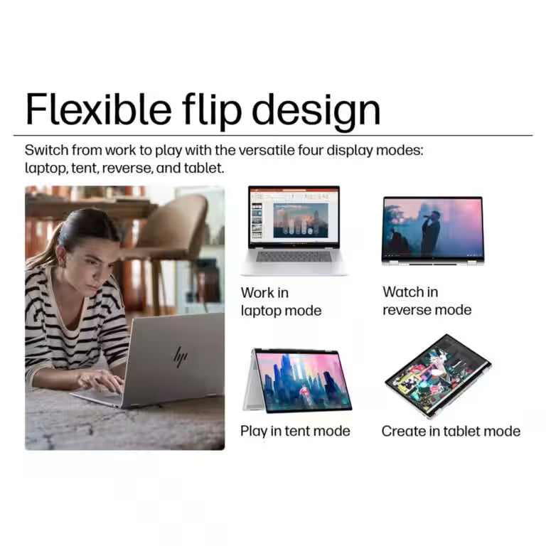 HP OmniBook X Flip 16 – Intel Ultra 7 258V, 32GB DDR5, 1TB SSD, 2K OLED 360° Touch Convertible Laptop