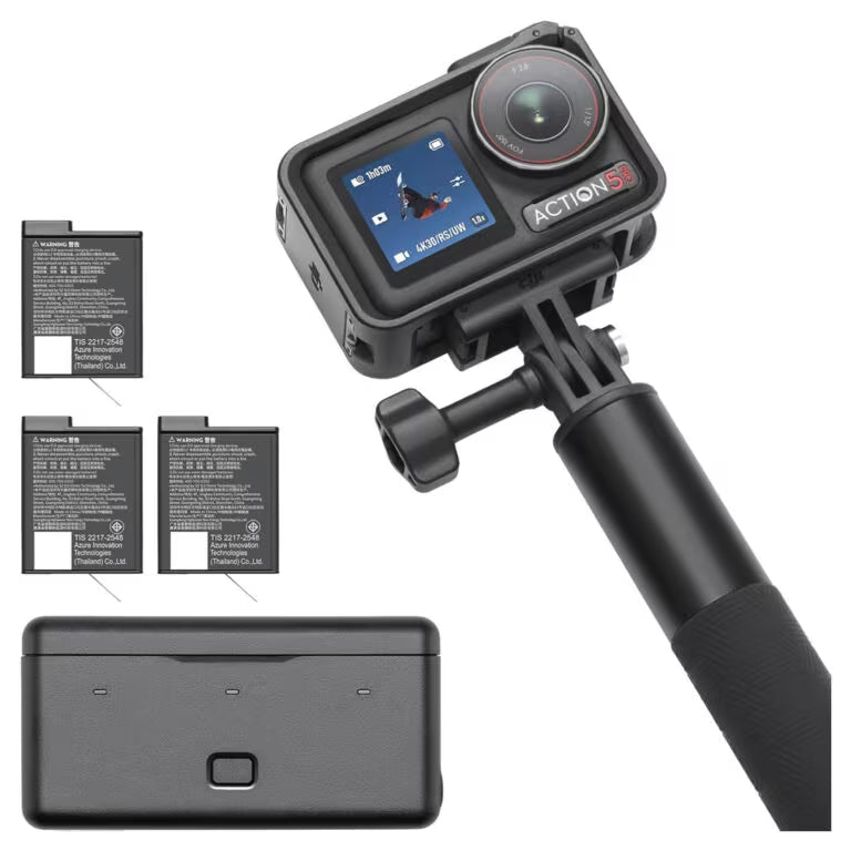 DJI Osmo Action 5 Pro Adventure Combo – 4K Action Camera, 1/1.3" Sensor, 12H Battery, HorizonSteady, Dual OLED + Extension Rod