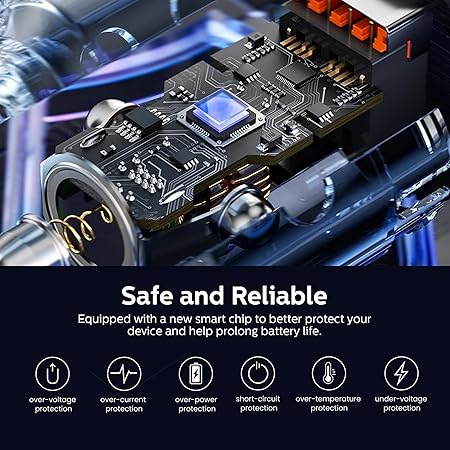 Philips 60W Dual USB-C Car Charger 20V Universal – No Cable