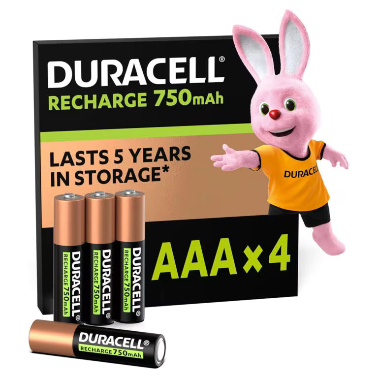 بطاريات Duracell AAA قابلة للشحن 750mAh عبوة 4 قطع
