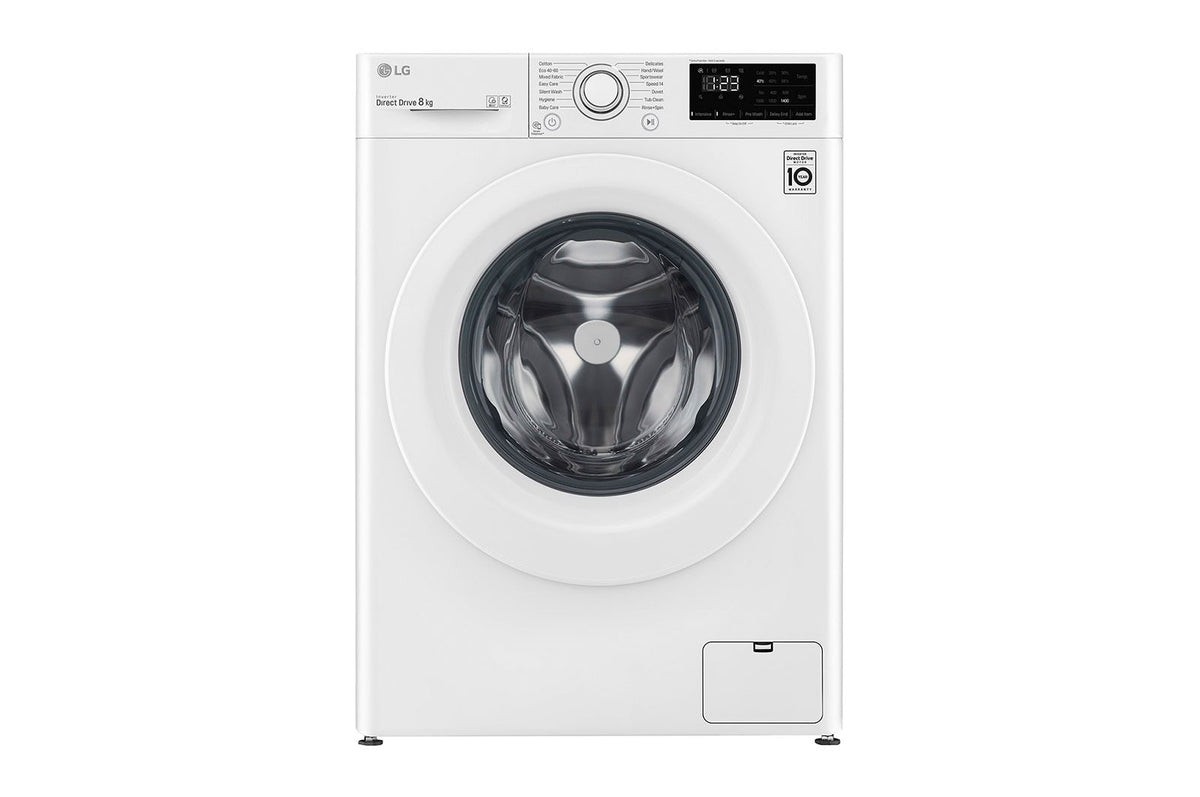 LG Front Load Washing Machine 8kg 1200RPM Steam White (F2V3PYP3WE)