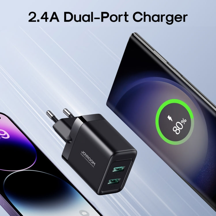 Joyroom 2.4A Dual Ports USB Charger EU Plug - Black