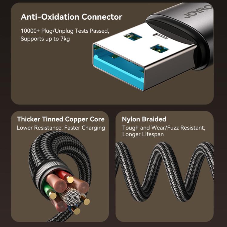 كابل شحن سريع جويروم USB إلى لايتننج 3A 90° بطول 1.2 متر