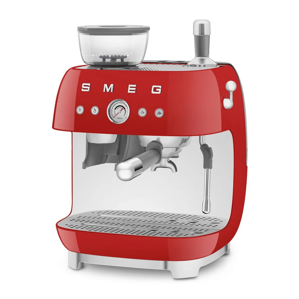 Smeg Manual Espresso Coffee Machine with Grinder 50's Style – Red | EGF03RD