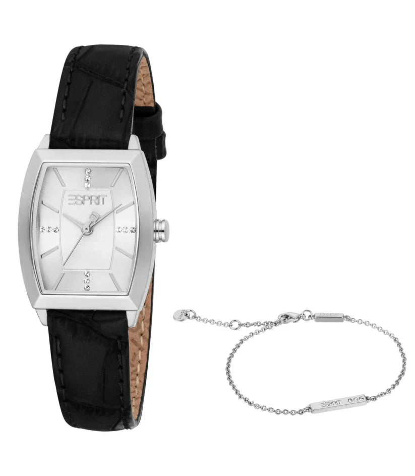 ESPRIT ES1L566L0015 BLACK LEATHER BAND WHITE DIAL FOR WOMEN