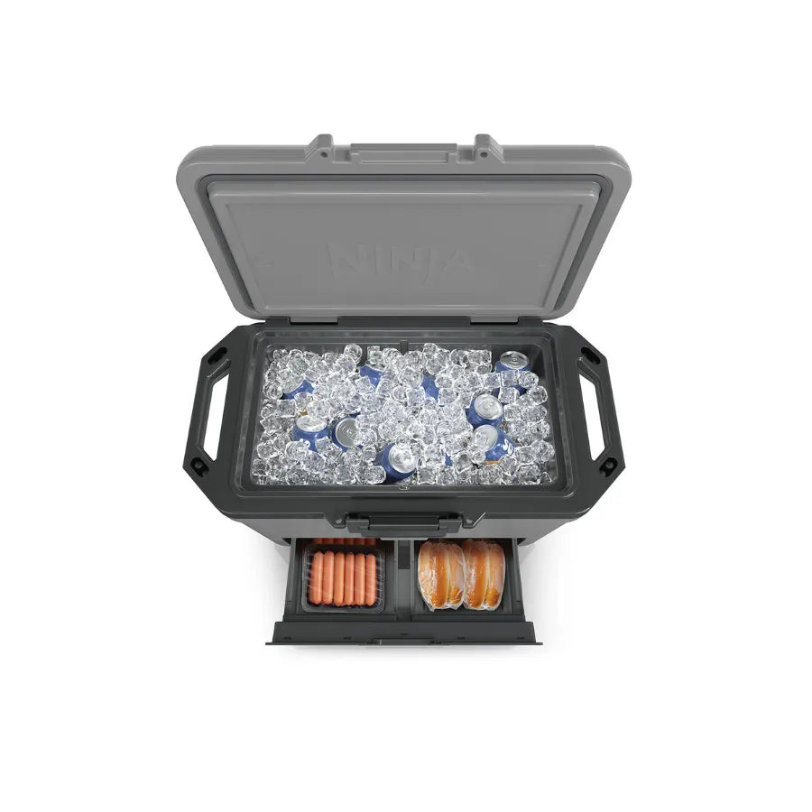 Ninja FrostVault 47L Hard Cooler – Dry Zone Drawer, 80-Can Capacity | Slate Grey