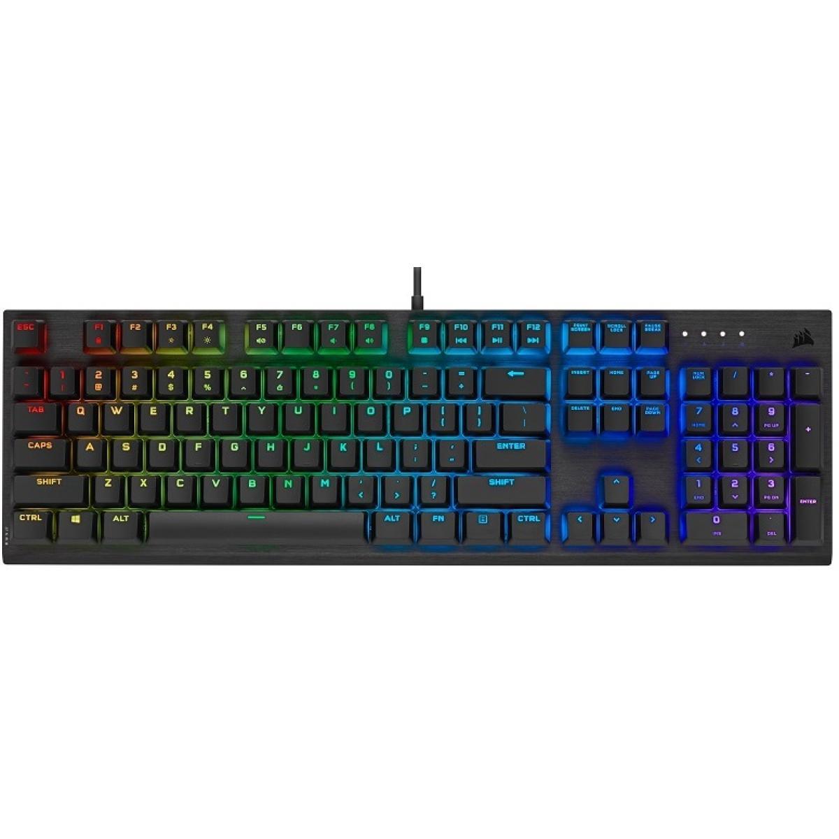 لوحة مفاتيح الألعاب الميكانيكية السلكية Corsair K60 RGB PRO كاملة الحجم باللون الأسود بتصميم شفاف وأكثر سطوعًا - CHERRY MV