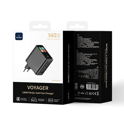 شاحن WiWU 140W GaN بعرض ذكي 3C1A سريع وآمن
